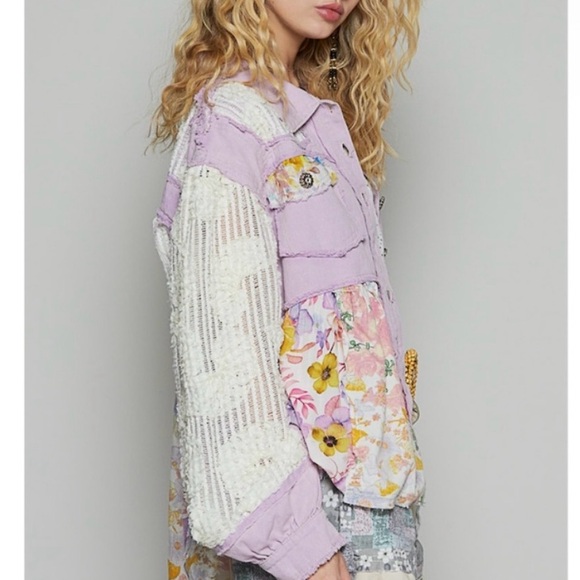 POL Patchwork Jacket - Purple and White - Picture 2 of 3